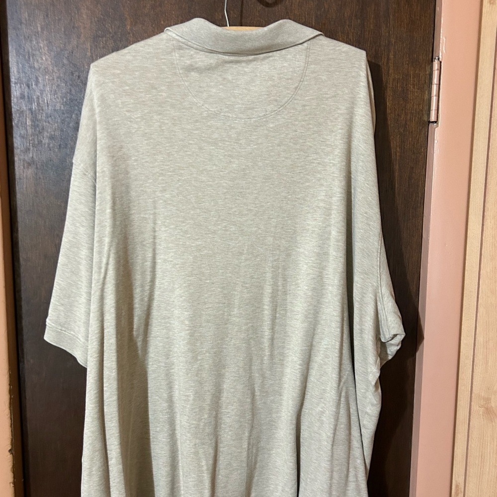 NWOT Men’s 3XLT Tan Heathered Short-sleeved Polo Shirt - Picture 2 of 5